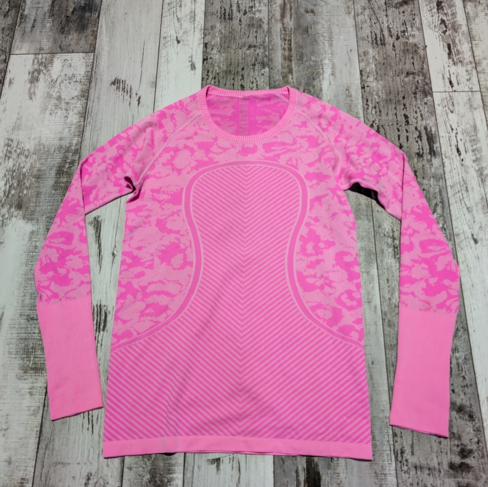 Lululemon Swiftly Tech Long Sleeve Crew Heathered Raspberry Glo Light size‎ 10